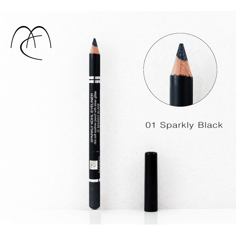 Sparkly Black Eyeliner Pencil Sparkling Colour Shade 01 with silver