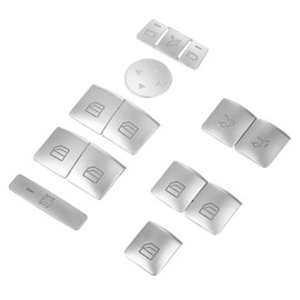 X AUTOHAUX Window Switch Button Trim Cover Sticker Interior Door Armrest Window Lift Switch Cover for Benz a B Class 13-17 Chrome Silver Tone (Set of 14)