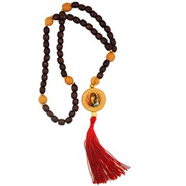 Needzo Our Lady of Kazan and Christ The Teacher Byzantine Icon on Prayer Rope Catholic Rosary Wooden Beads 18 Inch from Ukraine - 2 Sided