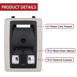 TQPONLY Overhead Console LED Dome Light W/Homelink Compatible with Dodge Ram 1500 2500 3500 4500 5500 Truck Map Lamp Assembly