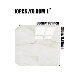 Chejiaye 10pcs Sheets Peel and Stick Backsplash Tile,White and Yellow Marble tile-11.8 "x11.8, PVC Wall Panel DIY Wall,Stick on Backsplash for Kitchen/Bathroom/Fireplace (Fish Belly White)