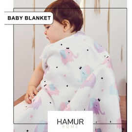HAMUR HOME Baby Blanket 80 x 100 cm Warm Baby Blanket Soft and Light Fluffy Baby Blanket Fleece Blanket for Newborns Sherpa Blanket Lamb Blanket (Elephant)