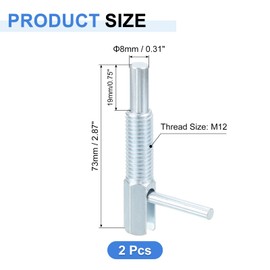 sourcing map 2 Pcs Retractable Indexing Plunger Pin, M12 l Spring Plunger Carbon Steel Spring Loaded Latch Telescopic Locking Pin for Machinery Shipbuilding