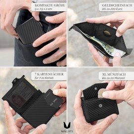 Magati Slim Wallet with Coin Pocket, RFID Protection – Small Mini Wallet for Men and Women – il Santo Card Holder – Card Holder Shopping Trolley Chip Compartment Wallet – Purse