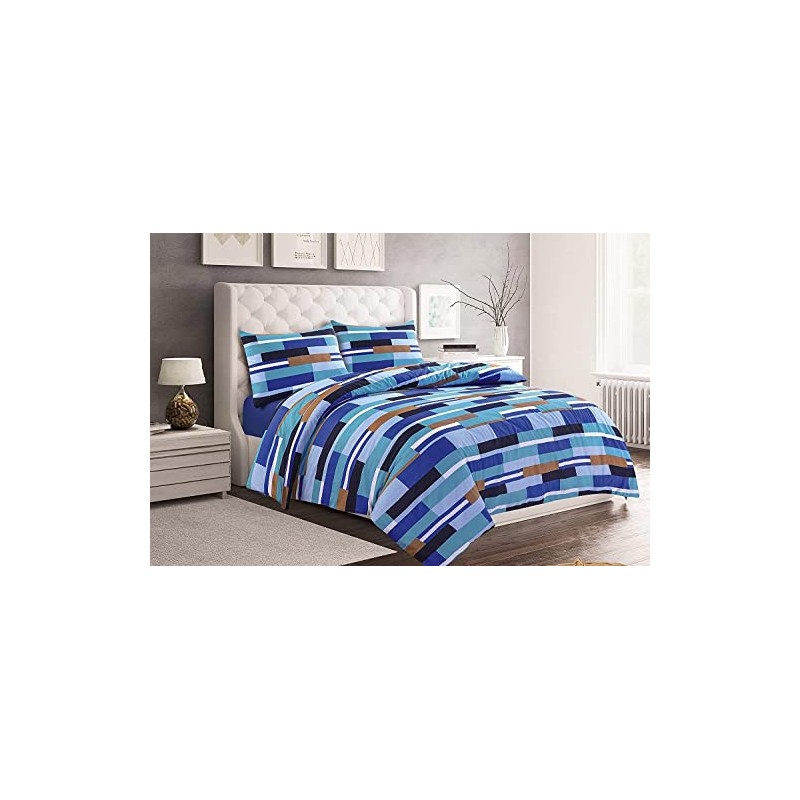 Night Zone Duvet Cover Set Max Blocks Blue Reversible Printed