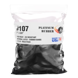 Black #107 Extra Wide Large Premium Outdoor Rubberbands, Made in USA, High Heat UV Resistant Platinum Rubber Crepe Band (7" Long x 5/8" Wide) 40pcs per Pound Natural Latex (0.50, Pounds)