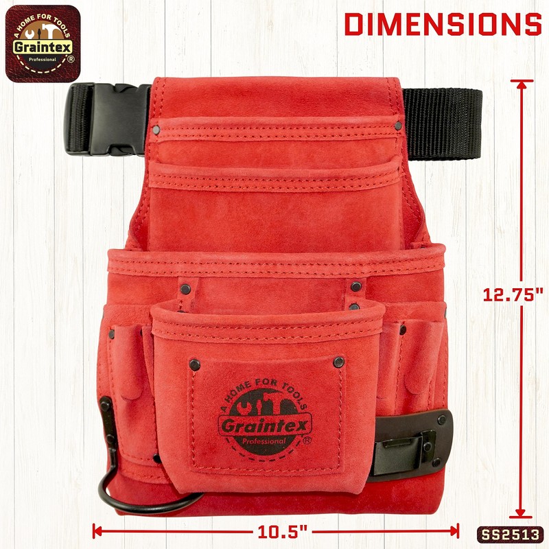 Graintex SS2513 :: 10 Pocket Nail & Tool Pouch Red