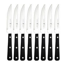 Juego de 8 cuchillos, de J.A. Henckels International, para bistec, Juego de cuchillos con sierra para cortar carne J.A. Henckels International Eversharp Pro 8 piezas, Negro