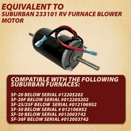 12V Suburban 233101 SF Series RV Camper Furnace Blower Motor Fits Models SF-20, SF-25, SF-30, SF-30F, OEM Quality