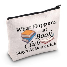 JXGZSO Book Lover Storage Bag What Happens at Book Club Stays At Book Club Zipper Pouch Gifts for Bookworm (What Happens at Book Club CA)