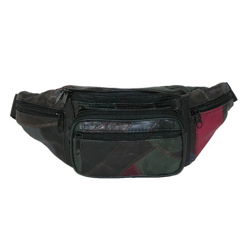 CTM Patch Leather Small Fanny Waist Pack, Black