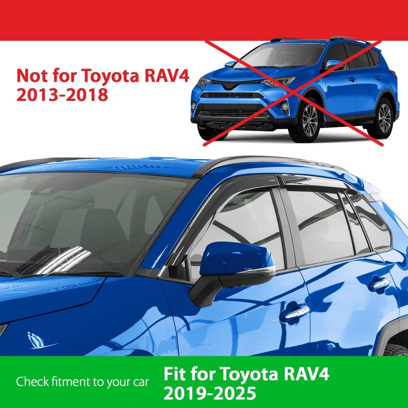 Goodyear Shatterproof Window Deflectors for Toyota RAV4 2019-2025, Tape-on Rain