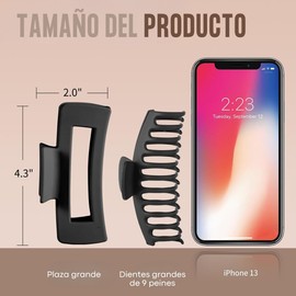 Triko Set de 8 Pinzas para el Cabello para Mujer, Accesorios para Cabello Mujer, Pinzas para el Cabello Antideslizantes de 4.3 pulgadas, Ideales para Cabello Fino y Rizado, Pasadores Para El Cabello Grandes (Negro)