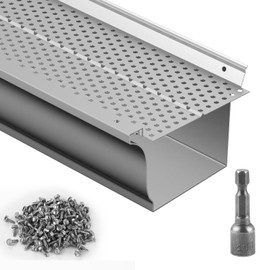 Happybuy Gutter Guard, 5-inch Width, Aluminum Leaf Filter DIY Cover, 13 PCS, 52 ft Length, 0.157" Hole Diameter, 0.02" Thickness, Raptor Gutter Guards, Fits All Roof Types