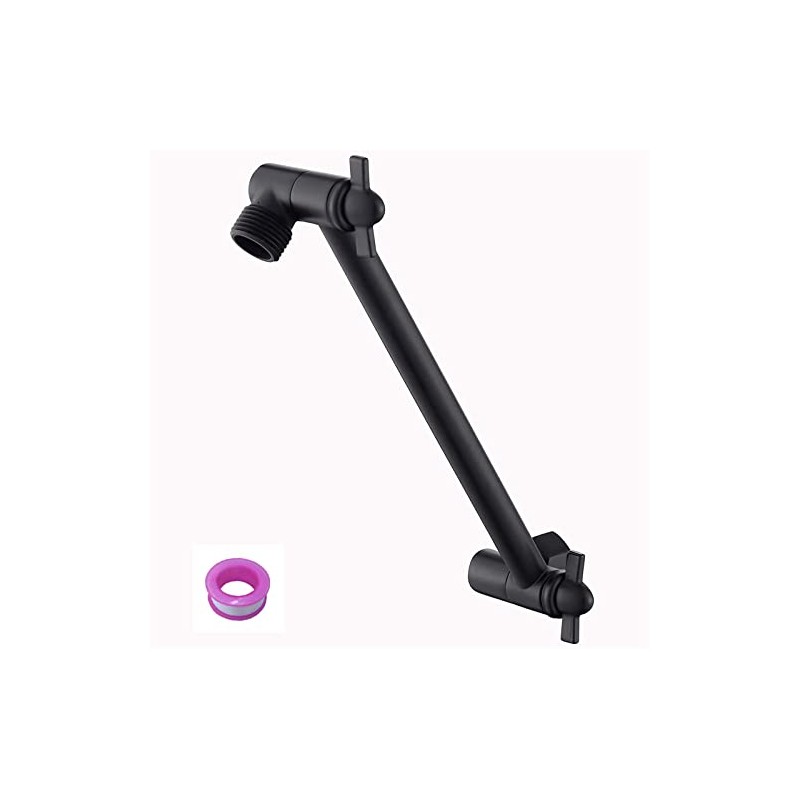 8 Inch Shower Head Extension Arm Matte Black.Solid Brass Adjustable