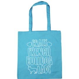 Hippowarehouse Crazy french bulldog lady dog Tote Shopping Gym Beach Bag 42cm x38cm, 10 litres
