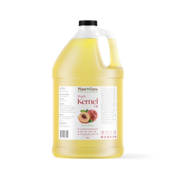 Peach Kernel Oil Gallon Bulk - 100% Pure and Natural Carrier Oil - Refined, Cooking, Skin, Hair, Body & Face Moisturizing.