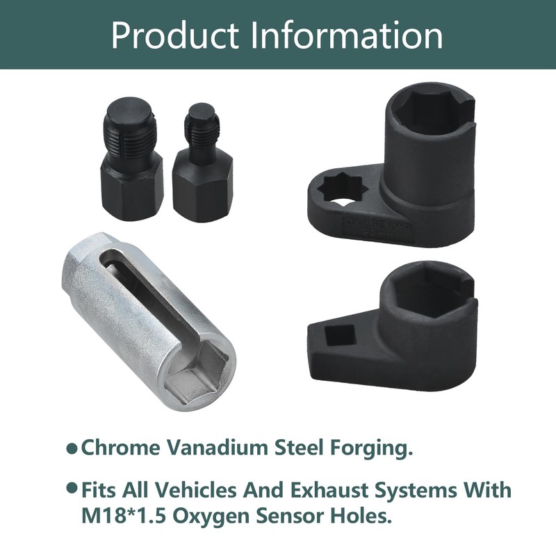Zoomtools 5Pcs Automotive O2 Oxygen Sensor Removal Socket Wrench Thread