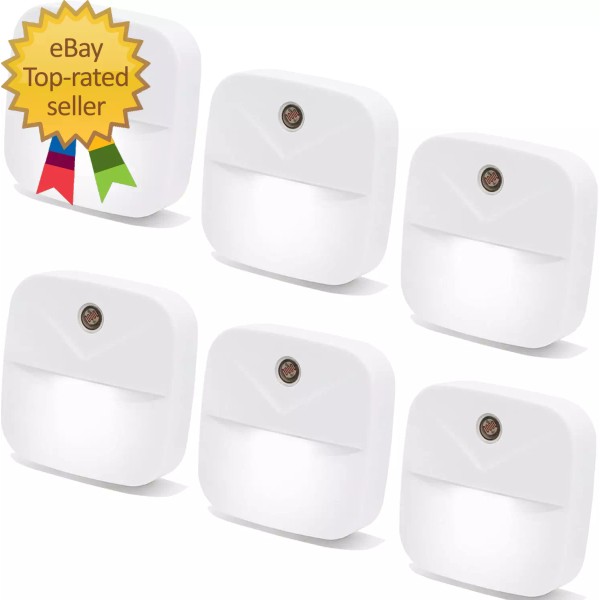 6 Pack Night Light Plug In, White LED Nightlights with