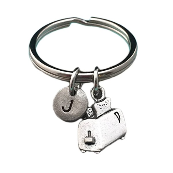 Toaster keychain, toaster charm, household keychain, personalized keychain, initial keychain,