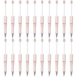 PATIKIL Beadable Pens, 20 Pack Black Ink Plastic Bead Pen Creative DIY Ballpoint Pens for Teacher Office DIY Crafts Party Decorations Handmade Supplies, Pink