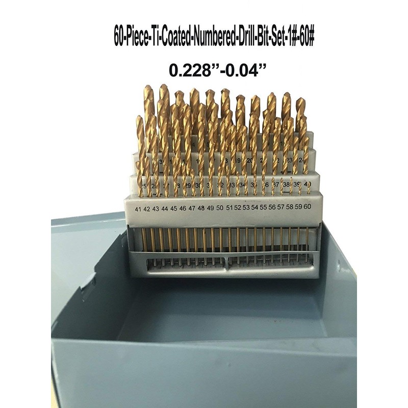 LLDSIMEX 60 Piece 1#-60# Titanium Nitride Coated Numbered Drill Bit
