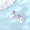 BAMIKI Pearl Drop Dangle Earrings, Freshwater Cultured Pearls 10-12MM, 925