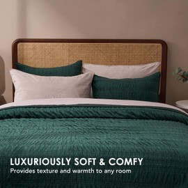 EVERGRACE Luxury Velvet Quilt Set Queen Size, Ultra Soft Velvet Bedding, Ruched Velvet Bedspread Coverlet Set, Lightweight Velvet Comforter Set with 2 Matching Shams for All Season, Emerald Green