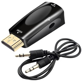 Equivira Cable Adaptador De 1080P HDMI A VGA, Conversor Macho a Hembra con Puerto de Audio de 3,5 mm (Color:Negro)