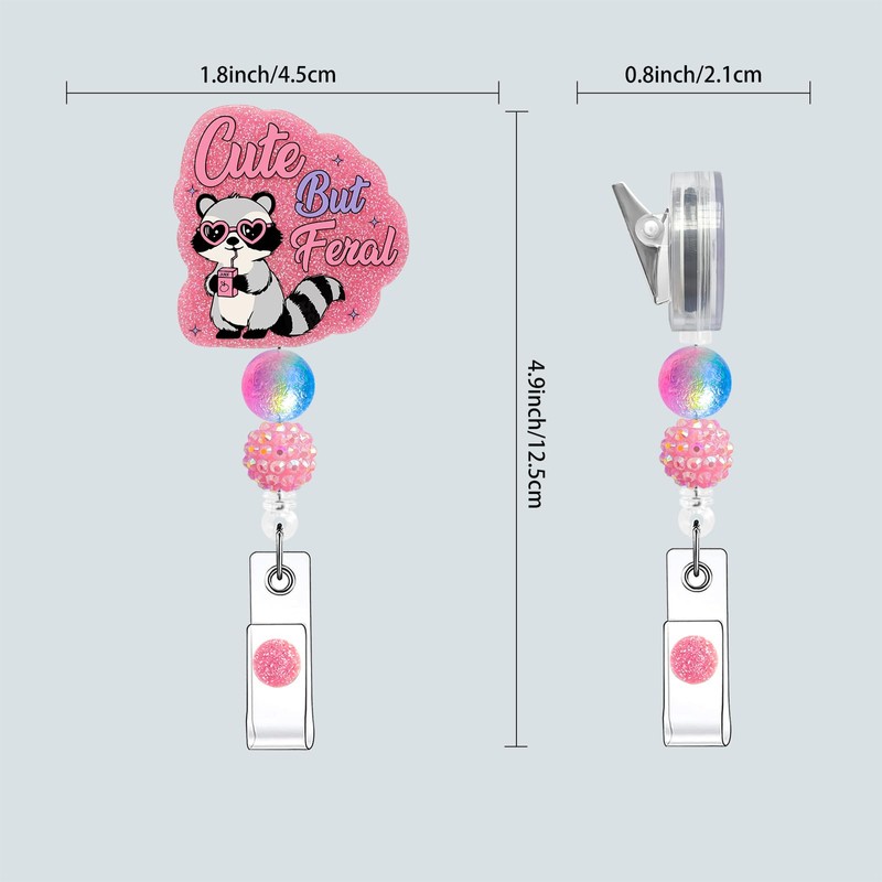 Horee Retractable Badge Reel with Alligator Clip, Glitter Acrylic Nurse
