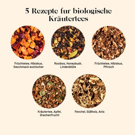 Kusmi Tea - Geschenkset The Herbal Teas Bio - Kräuter & Früchtetee für Frauen & Männer - Koffeinfreie Tees - Hibiskustee, Kamillentee, Ingwertee - Auswahl von 5 Sorten - Loser Tee - 5 Dosen zu 25g