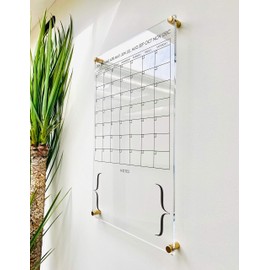 Large Clear Acrylic Monthly Calendar for wall | Dry-Erase Message White Board Calendar Wall Mounted Office Home Family Organization Tools Must Haves School Kids Adult Mom Teen Monthly Weekly ADHD Tool
