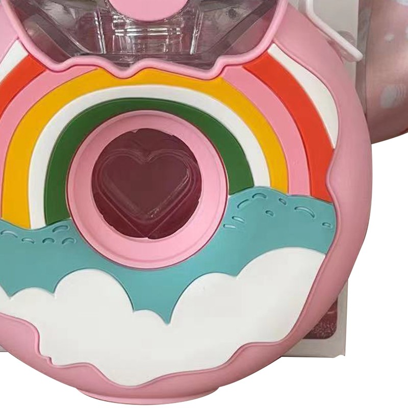 Doughnut Bottle 380ML Cute Leakage Proof Portable BPA Free Silicone