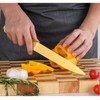 7Pcs Gold White Kitchen Knife Set with Acacia Wooden Block