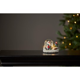 EGLO LED Weihnachtsdeko mit Schneegestöber, beleuchtete Schneekugel mit Schneemann und Kindern, Fensterdeko für Weihnachten mit Timer, Kunststoff in Bunt