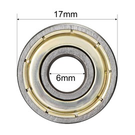 sourcing map 606ZZ Ball Bearings Double Shield 6 mm x 17 mm x 6 mm Deep Groove Ball Bearing Pack of 2