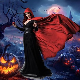 TBONEEY Capa con Capucha de Halloween, Disfraz De Bruja Rojo Disfraz de Vampiro de Halloween Roja Doblepara Mujeres Hombres Halloween Carnaval Navidad Fiesta Disfraces Cosplay (XXL)