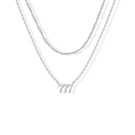 PAVOI 14K Gold Plated Angel Number Pendant Layering Necklace for Women | 999 Lucky Numerology Singapore Chain Necklace, White Gold, No Gemstone