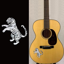 PLIGREAT 2 Sheets White Tiger Guitar Stickers Creative Design Inlay Guitar Sticker for Music Guitar Ukulele Acoustic Guitar Electric Guitar Bass DIY Decals Guitar Decoration
