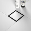 Bernkot Square Shower Drain 4", Matte Black Floor Drain with
