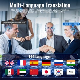 Translation Earbuds AI 144 Language Traductor, Bluetooth 5.4 Headphones Translator, LCD Touch Screen, Earphones Fit iOS and Android Ideal for Travel Business Learning, Free Subscription(Gray)
