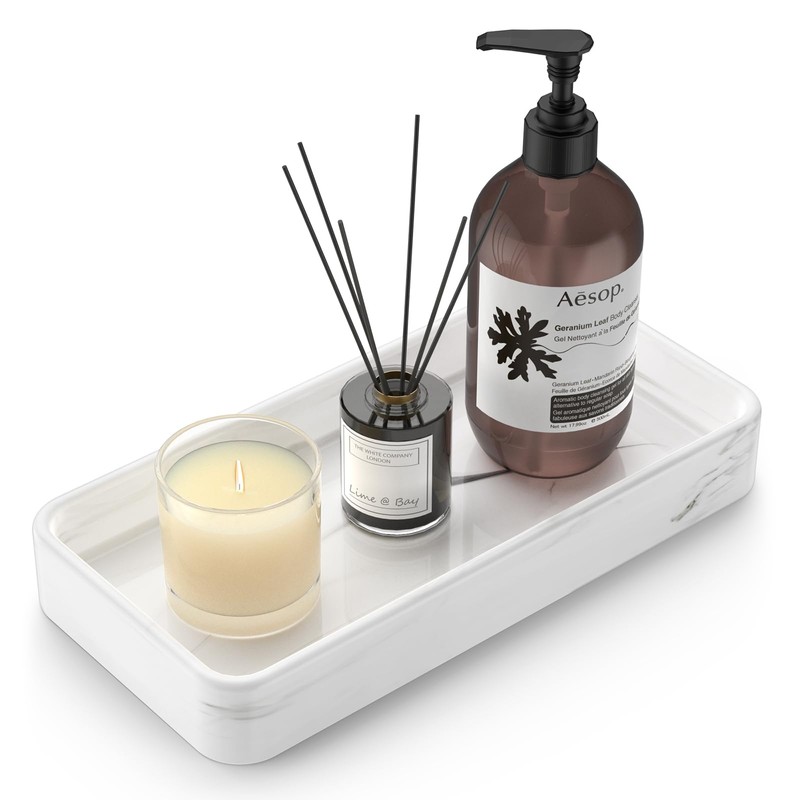 Gurygo 8" Ceramic Bathroom Vanity Tray for Kitchen Counter -