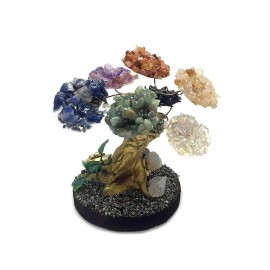 Chakra Tree of Life Chip Stone Table Ornament Feng Shui Luck Natural Art Decor