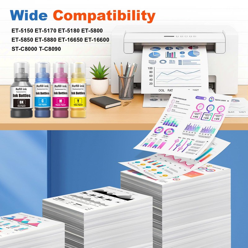 JoyPrinting Compatible Ink Replacement for T542 542 Ink Refill Bottles