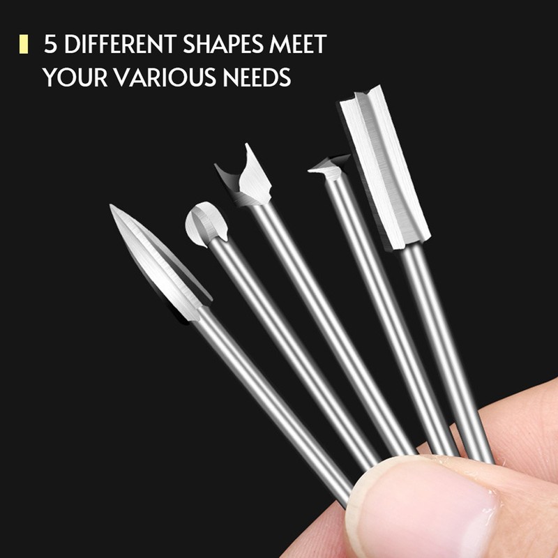 5 Pcs Wood Carving Engraving Drill Bit Set HSS Engraving