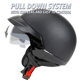 Cartman Motorcycle Open Face Helmet with Sun Visor Quick Release Buckle, DOT Approved, Medium