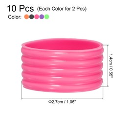 MECCANIXITY Tennis Racket Silicone Racquet Grip Ring Racket Band Rubber Ring Non Slip Absorbent Overgrip in Place for Badminton Squash Handle, Purple/Orange/Black/Fuchsia/Green 10Pcs