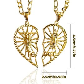 Te Amo Necklace Love of Virgen Mary Necklace Love of San Judas Necklace - Color: Gold color