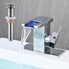 AVSIILE LED Bathroom Sink Faucet, Chrome Waterfall Single Hole Handle