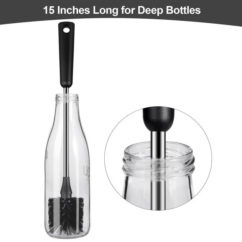 Water Bottle Brush, 15 Inches Long Stainless Steel Handle Bottle